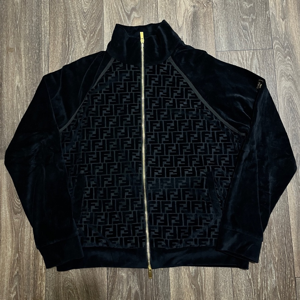 Fendi x Jackson Wang FF Monogram Black Velour Track Jacket